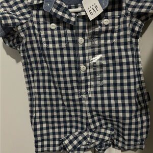 GAP Baby Blue and White Checkered Shirt
